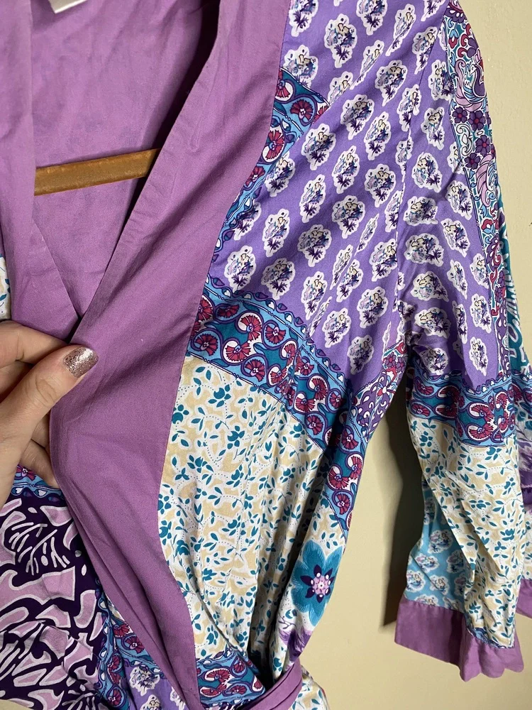 Soft Surroundings Purple Patchwork Robe - Picture 11 of 13